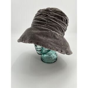 Vintage Maggie Vall Velvet Bucket Hat Gray Wide Brim Gathered Sun Hat